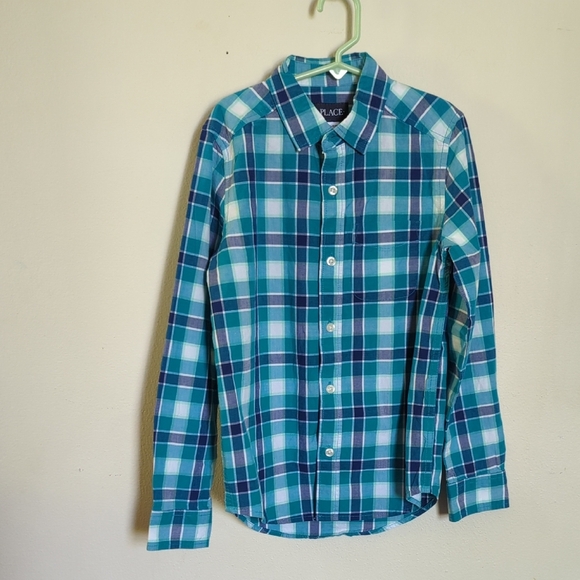 3 for $10 Bundle Sale!Children's Place Blue + White Plaid Shirt Size M 7/8 - Picture 1 of 4